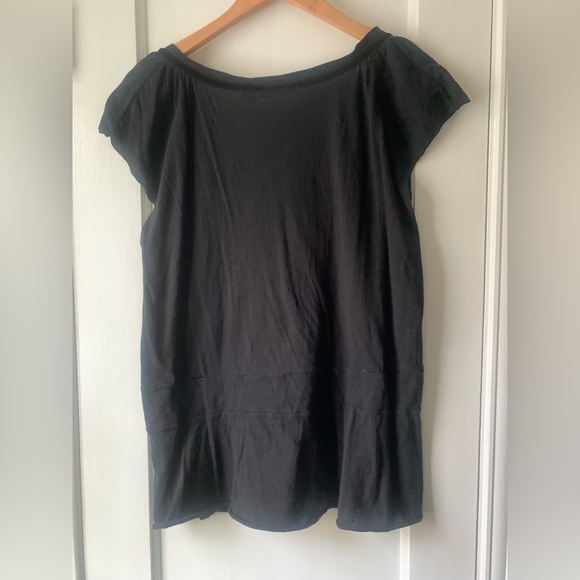 DKNY Black V-neck Top with Lace Trim - Picture 3 of 11